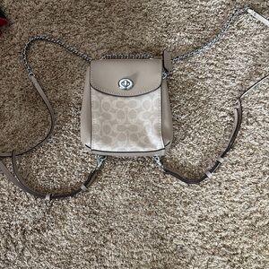 Coach Beige Backpack with Chain Detail